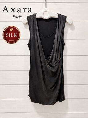 Black Silk Drape Dress - Axara Paris (Size 40)